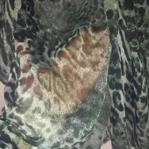 Womens Sheer Criss Cross leopard print blouse faux front tie Office Siren Biz - Picture 2 of 5